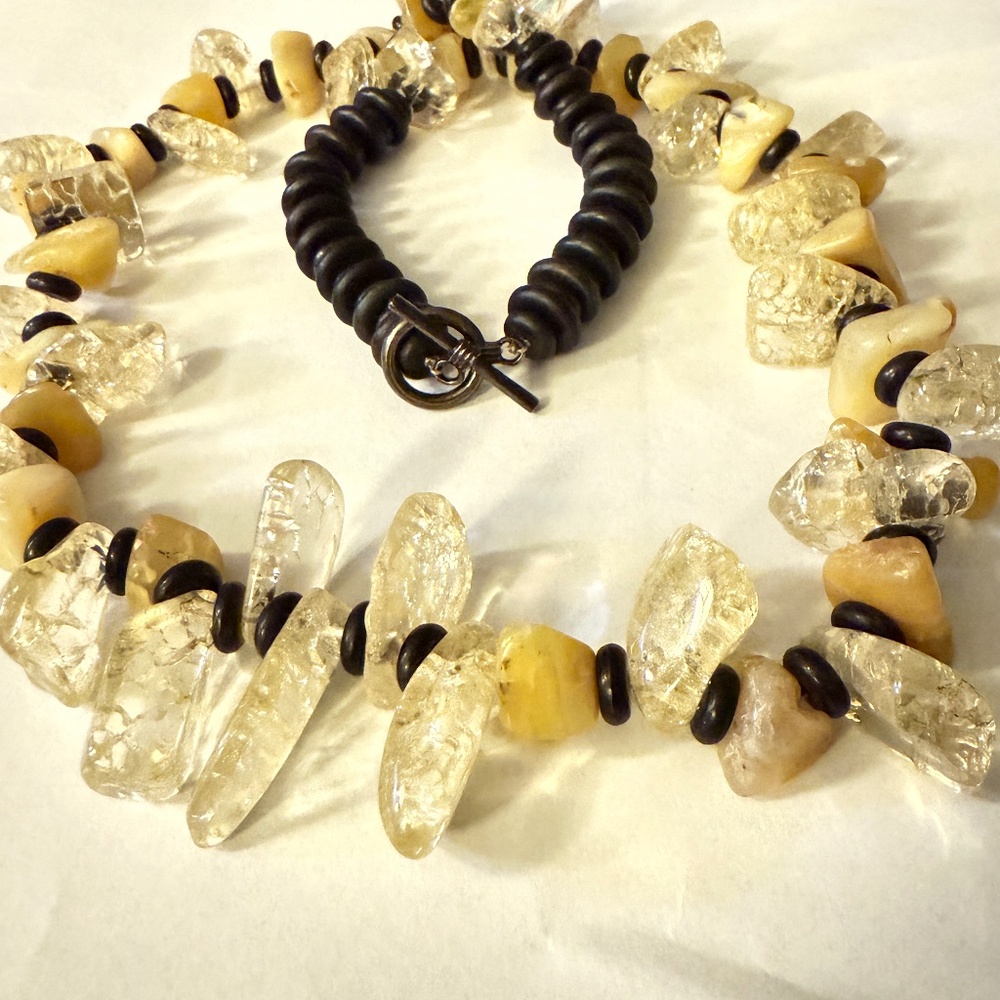 🐝 🐝 Bumblebee Necklace Citrine, Black Onyx, Yellow Calcite - Picture 4 of 8